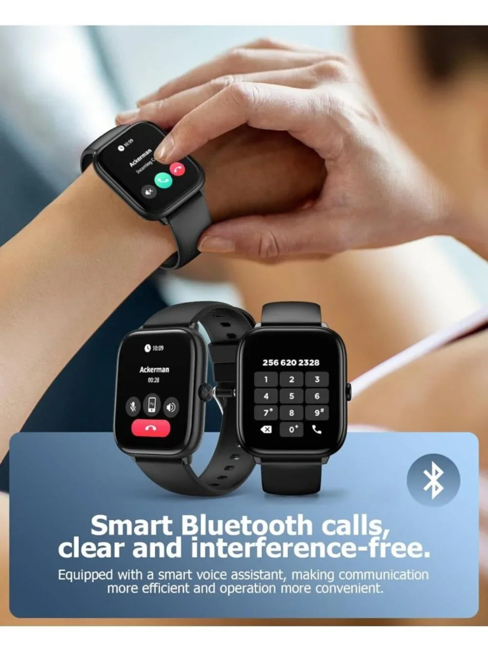 Stylish Black Smart Watch, Bluetooth Call, Fitness Tracker, 118 Sports Modes